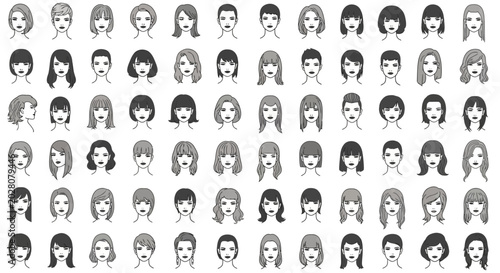 Quadro su tela Diverse group of people faces illustration.