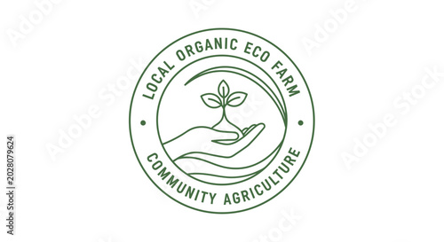 Εκτύπωση καμβά Green hand holding sprouting seedling logo.