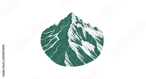 Bild auf Leinwand Green Mountain Peak Illustration Closeup.