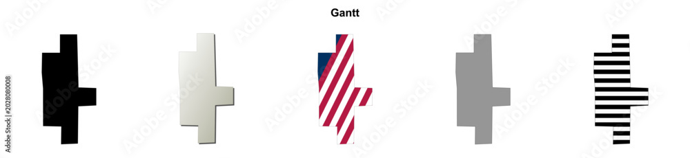 Obraz premium Gantt (Alabama) blank outline map