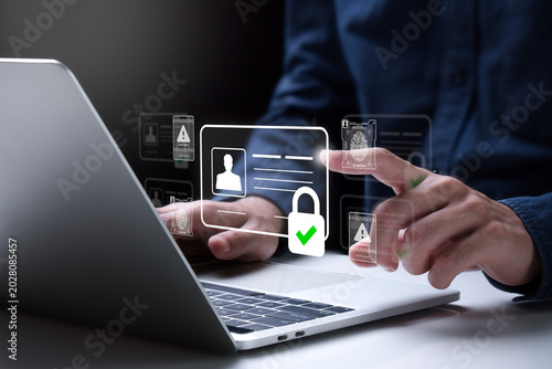 ID security. ID profile information card for modern business authentication digital identity privacy concept. Personal data protection, and digital identity safety Concept. cybersecurity.