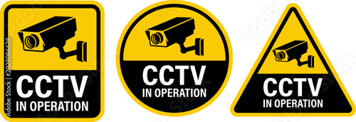 Foto Security Camera or cctv sign, logo, badge, icon, sticker, label, emblem, stamp, symbol, black, line, flat vector, isolated illustration