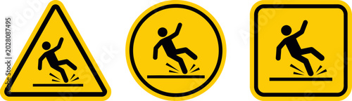 Quadro em tela Hazard slippery surface wet floor sign, vector illustration isolated on white background