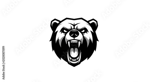 Quadro su tela Furious bear head with open mouth.