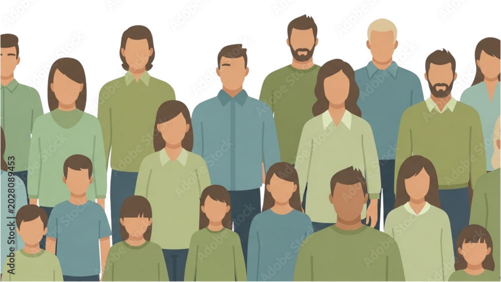 Fototapeta premium A diverse group of people standing together in a crowd formation