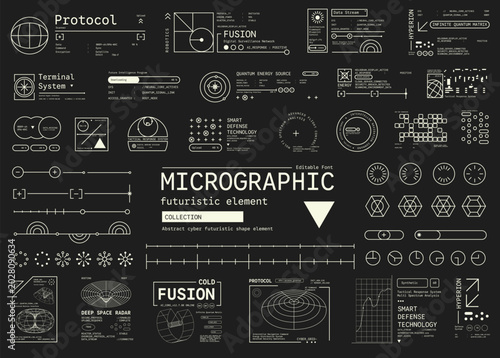 Set of Micrographic element Futuristic UI Elements Shape Collection