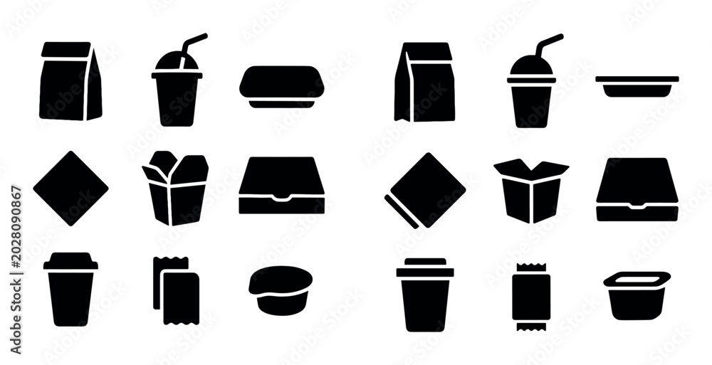 Fototapeta premium Fast food icons showing packaging and containers