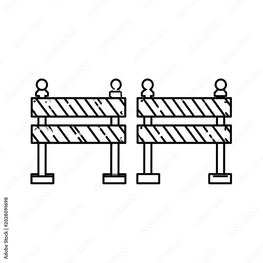 Fototapeta premium Two road barriers with stripes on a white background