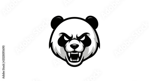 Foto Angry panda bear head illustration closeup.