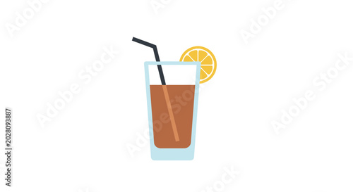 Foto Cold drink with lemon and straw.