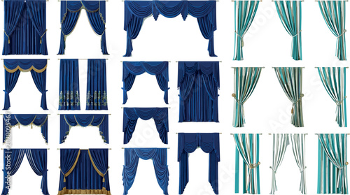 Billede på lærred Elegant Curtain and Drapery Collection with Luxury Window Panels, Theater Stage