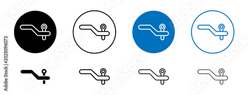 Φωτογραφία car towbar icons set in black and blue colors on white background