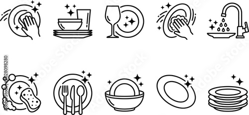 Fotografia Clean dishes icon set