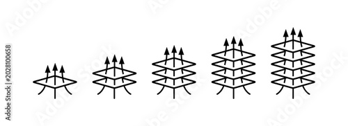 Foto Set of Breathable Material Layer Icons with Airflow Arrows