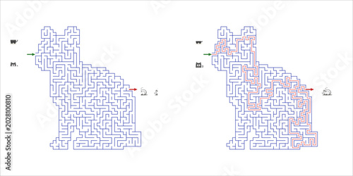 Cat shaped maze puzzle for children  