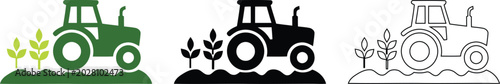 Foto Farm machinery and agricultural technology vector icons