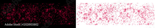 Red particles on black and transparent backgrounds for design and decoration