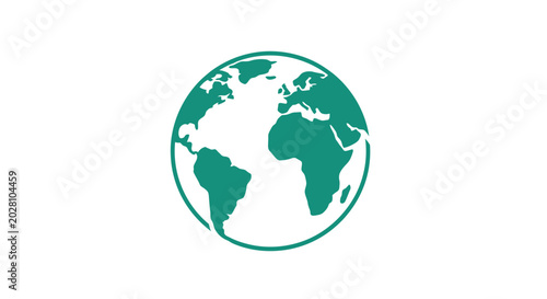 Bild auf Leinwand Green Earth Globe World Map Icon.