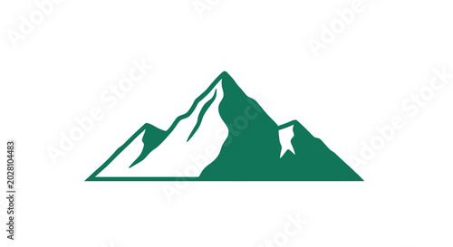 Canvas Print Green Mountain Peaks Silhouette Graphic.