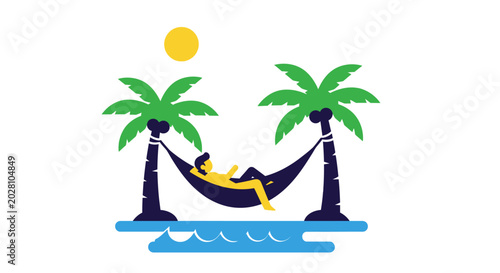 Schilderij op canvas Man Relaxing in a Hammock Outdoors.