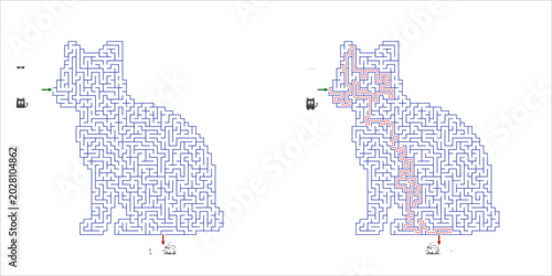 Cat shaped maze puzzle for children  