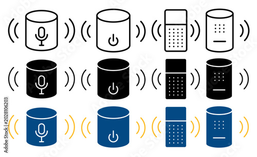 Smart speaker icon collection with different styles