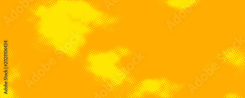 Fotografía Colorful yellow and orange pop art background featuring retro comic halftone dots and faded gradient textures for multipurpose advertising and branding design