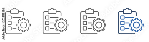 
outline icon set project with document paper and gear design