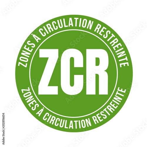Restricted traffic zone symbol icon called ZCR zone à circulation restreinte in French language