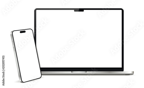 Realistic Mobile Phone and Laptop Computer Mockup
