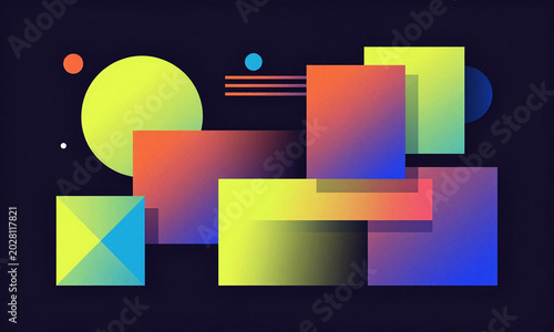 modern design features dark abstract background geometric shapes bright electric colors vibrant color