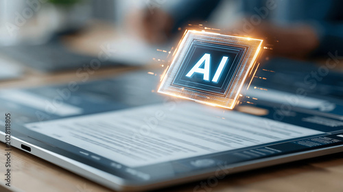 AI Technology: A glowing AI...