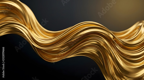 Luxury Golden Metallic Wave Abstract Background