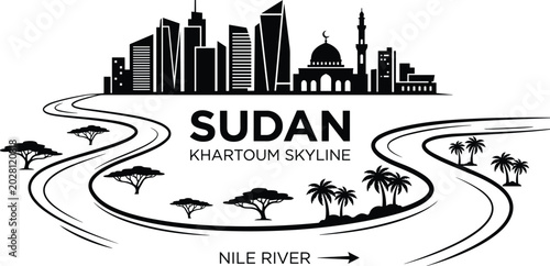 Cuadro en lienzo Sudan Khartoum skyline with Nile River road landscape and famous city landmark s