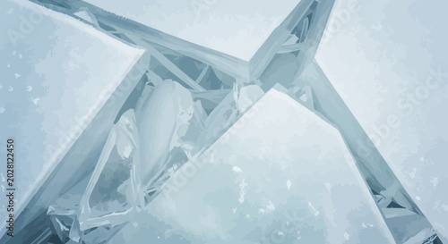 Minimalist blue ice shards and frozen crystal background