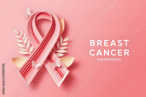 The pink ribbon symbolizes the breast cancer awareness campaign