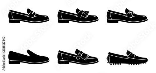 Tableau sur toile Collection of Black Loafer Shoe Silhouettes
