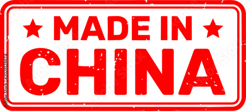 Valokuva Red Made in China Rubber Stamp Grunge