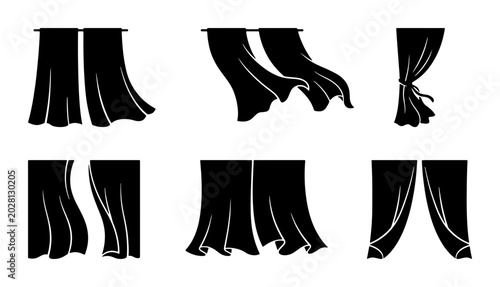 Photos Black Fabric Drapes Set