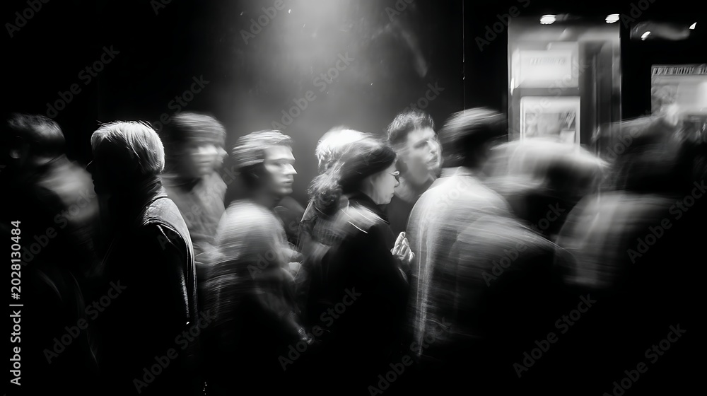 Naklejka premium People running into retail store during intense shopping rush