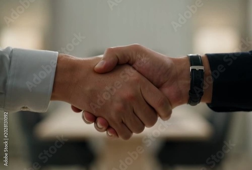 business people shaking hands in office