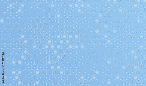 Abstract hexagon pattern finance event with tech blue grid and science background. Medical dna backdrop with molecule health connect and texture cell for banner. Data structure pattern.