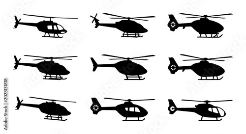 Quadro em tela Diverse Helicopter Silhouettes Collection