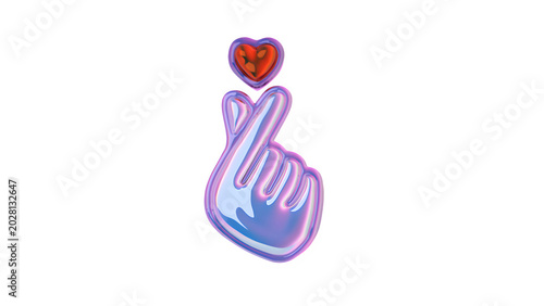 3d render of chrome Heart shape y2k k-pop inspired music	