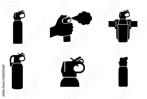 Tablou pe pânză Self-Defense Pepper Spray Icons