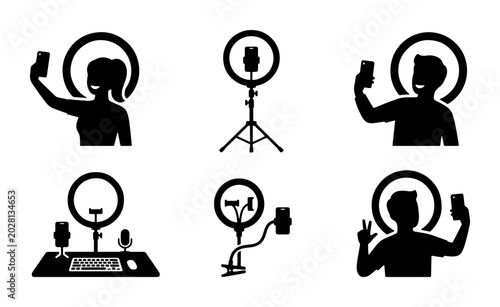 Bild auf Leinwand Ring Light Selfie Icons