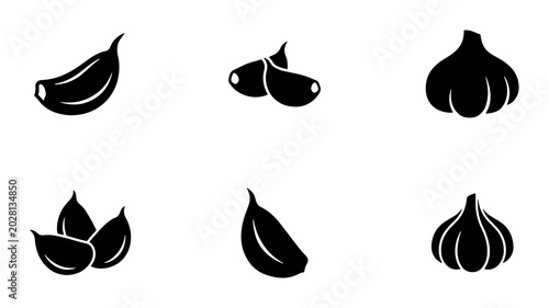 Fotografía Garlic Icons: Cloves and Bulbs