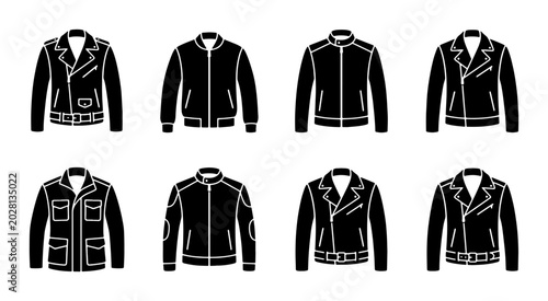 Fotografie Collection of Black Leather Jackets Icons