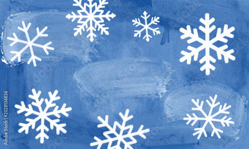 white brushstrokes blue wall create abstract background snowflakes christmas new year