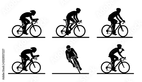 Cyclist Silhouettes: Action Poses